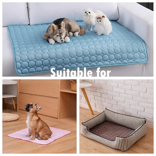 KFX-8412733 Extra Large Cooling Mat for Pets - Ice Silk Fabric, Breathable Design, Multiple Sizes & Colors