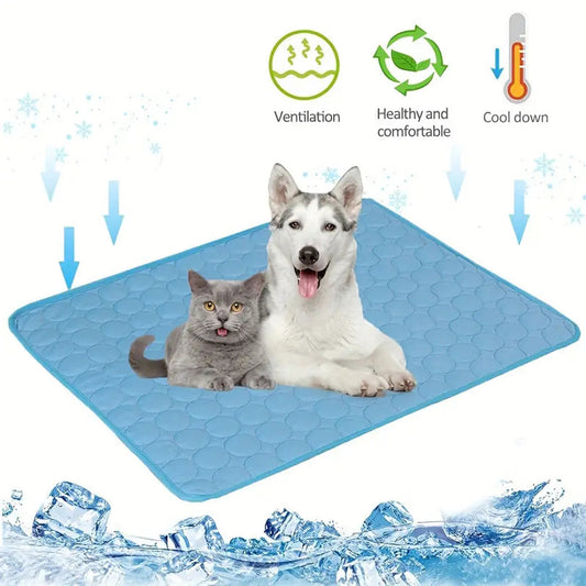 KFX-8412733 Extra Large Cooling Mat for Pets - Ice Silk Fabric, Breathable Design, Multiple Sizes & Colors