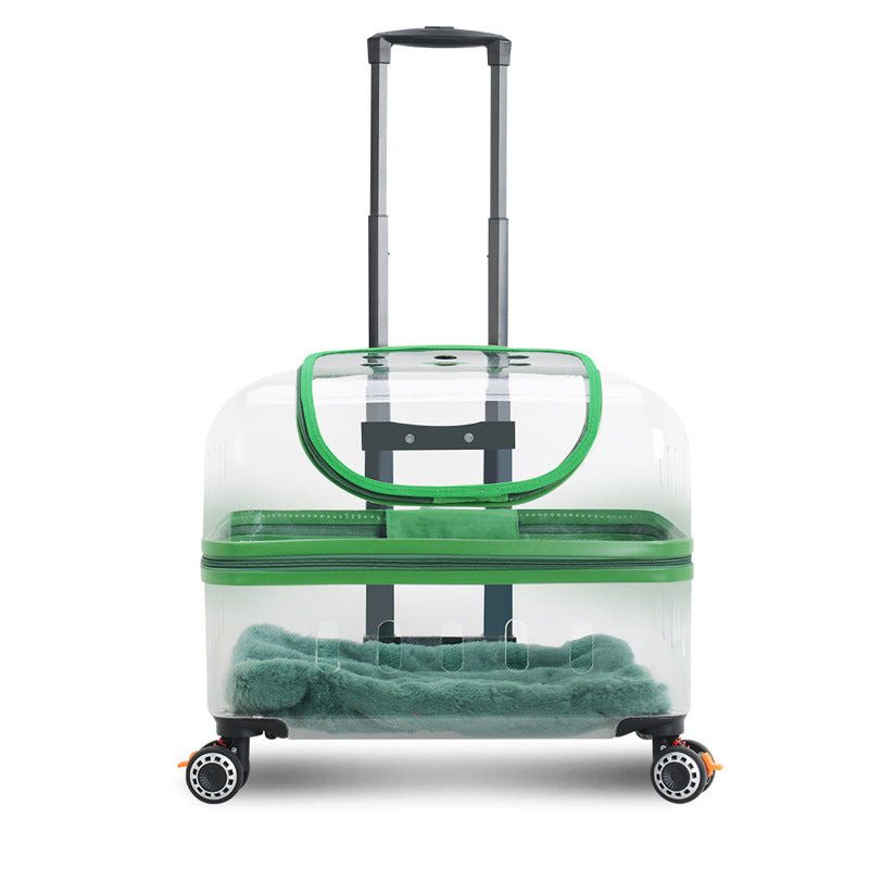 KFX-8413117 Portable Cat and Dog Trolley Bag with Universal Wheels, Breathable Design and Large Capacity for Outdoor Use