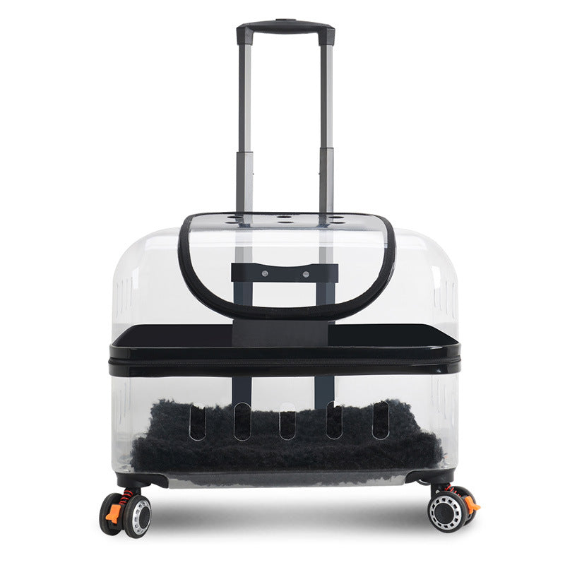 KFX-8413117 Portable Cat and Dog Trolley Bag with Universal Wheels, Breathable Design and Large Capacity for Outdoor Use