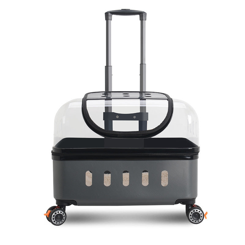 KFX-8413117 Portable Cat and Dog Trolley Bag with Universal Wheels, Breathable Design and Large Capacity for Outdoor Use