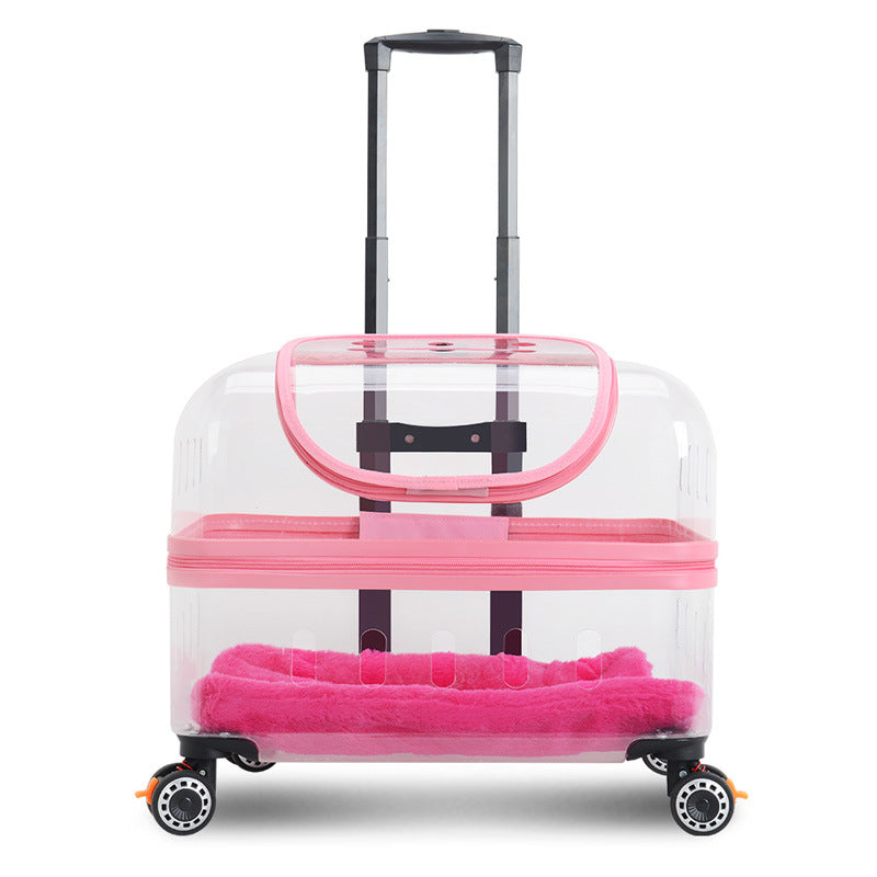 KFX-8413117 Portable Cat and Dog Trolley Bag with Universal Wheels, Breathable Design and Large Capacity for Outdoor Use