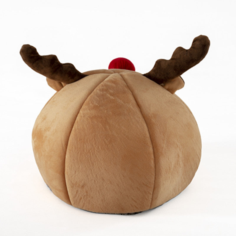 KFX-8415677 Cozy Christmas Reindeer Kennel Pet Tent in Soft Plush and Arctic Fleece