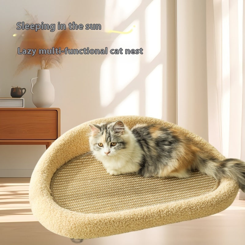 KFX-8416829 Integrated Cat Scratch Board and Sofa with Sisal, Anti-Dandruff, and Scratch-Resistant Features in Buffalo Gray and Emerald Green
