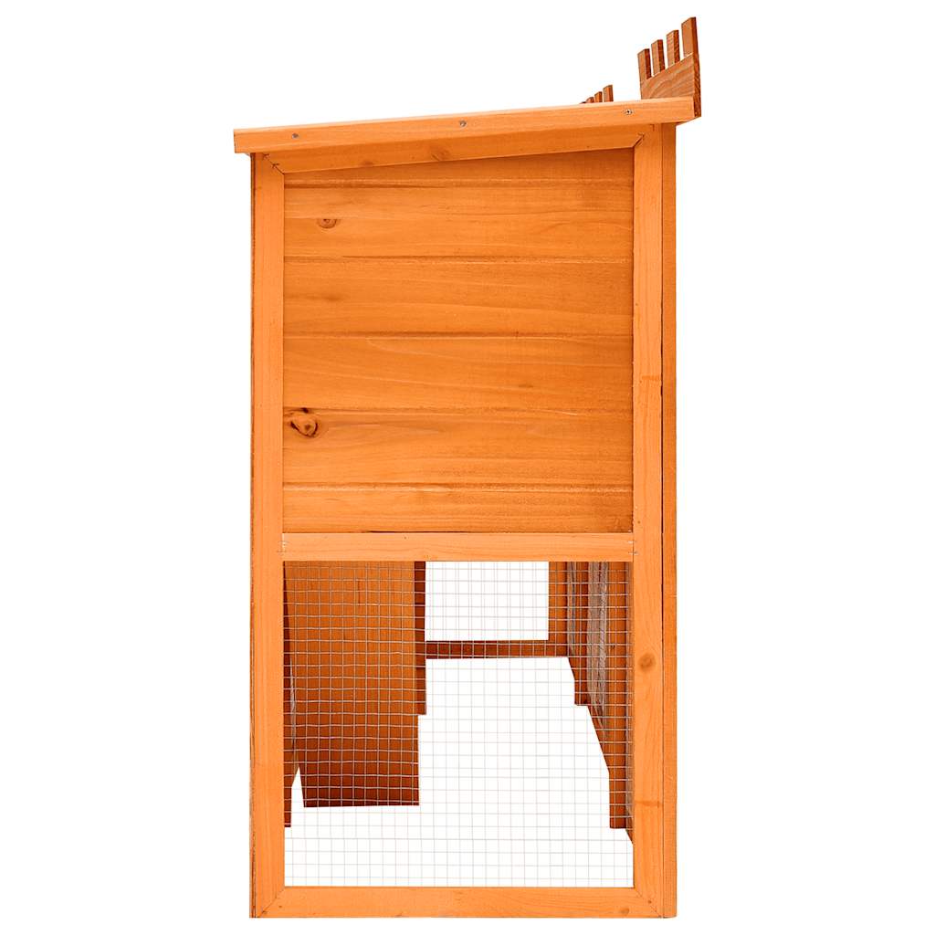 KFX-8418237 Two-Level Large Rabbit Hutch with Pine Wood Frame and Wire Mesh for Small Animals
