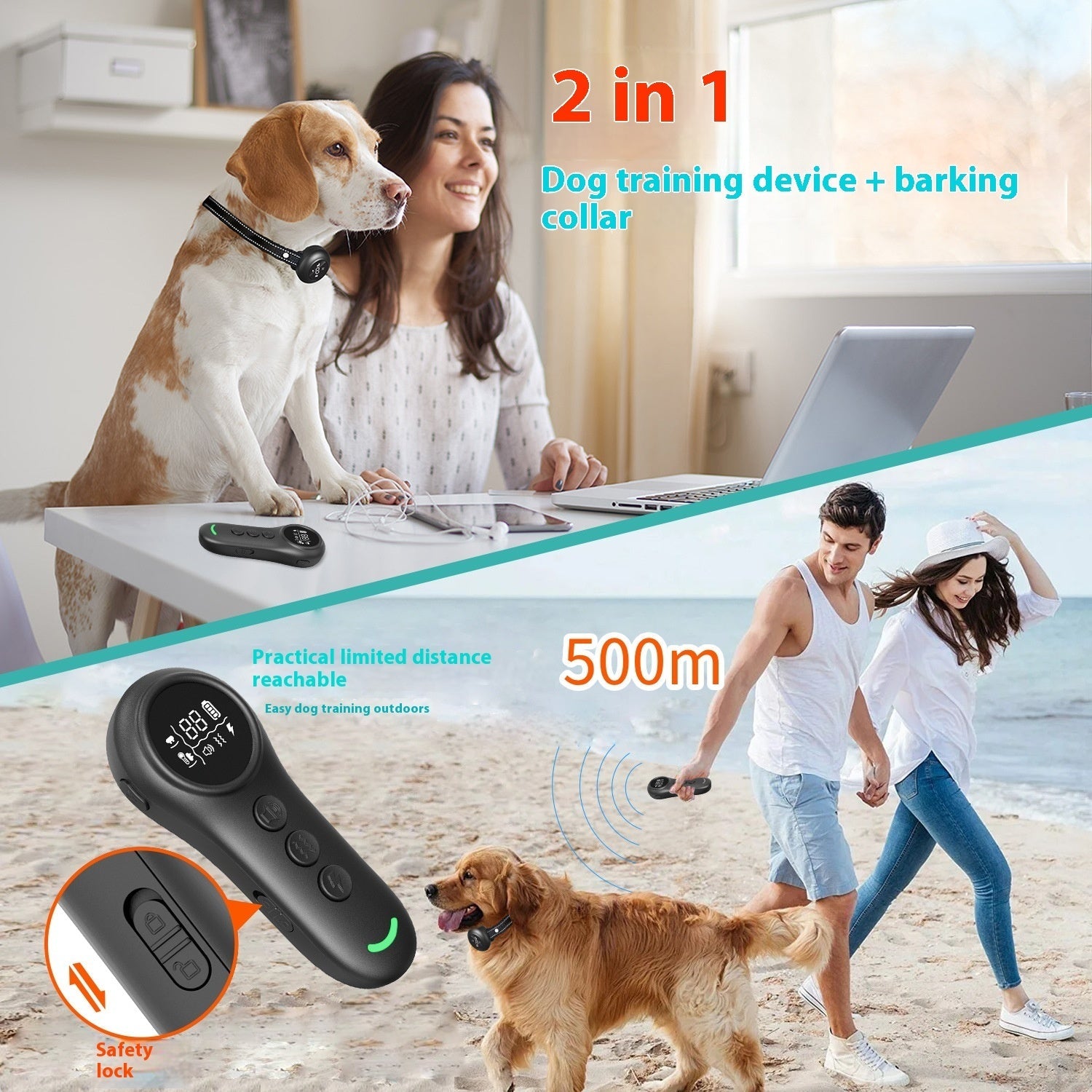 KFX-8419901 3-in-1 Dog Trainer and Bark Control Device with Multiple Training Modes