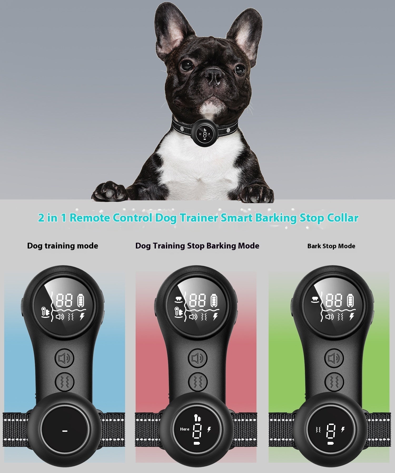 KFX-8419901 3-in-1 Dog Trainer and Bark Control Device with Multiple Training Modes