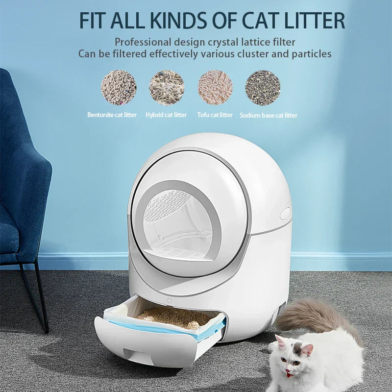 KFX-842003 Extra Large Smart Cat Litter Box with 5G WiFi, One-Touch Clean & Easy Maintenance, Ideal for Cats Up to 34.17lb