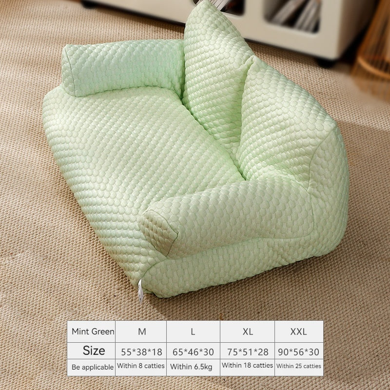 KFX-8420669 Universal Removable Waterproof Pet Sofa in Ice Blue, Cherry Blossom, Cream Yellow, Taro Purple, Mint Green, Breathable Ice Silk