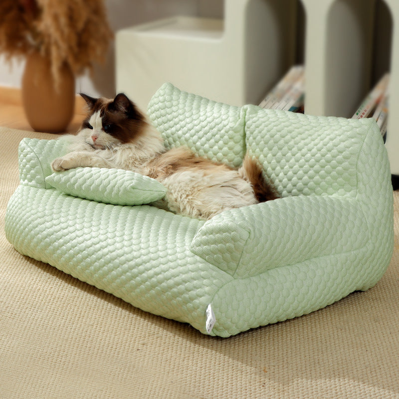 KFX-8420669 Universal Removable Waterproof Pet Sofa in Ice Blue, Cherry Blossom, Cream Yellow, Taro Purple, Mint Green, Breathable Ice Silk