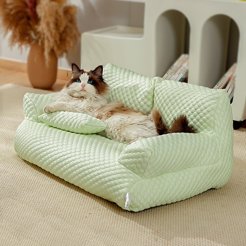 KFX-8420669 Universal Removable Waterproof Pet Sofa in Ice Blue, Cherry Blossom, Cream Yellow, Taro Purple, Mint Green, Breathable Ice Silk