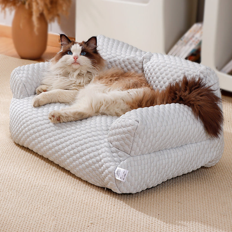KFX-8420669 Universal Removable Waterproof Pet Sofa in Ice Blue, Cherry Blossom, Cream Yellow, Taro Purple, Mint Green, Breathable Ice Silk