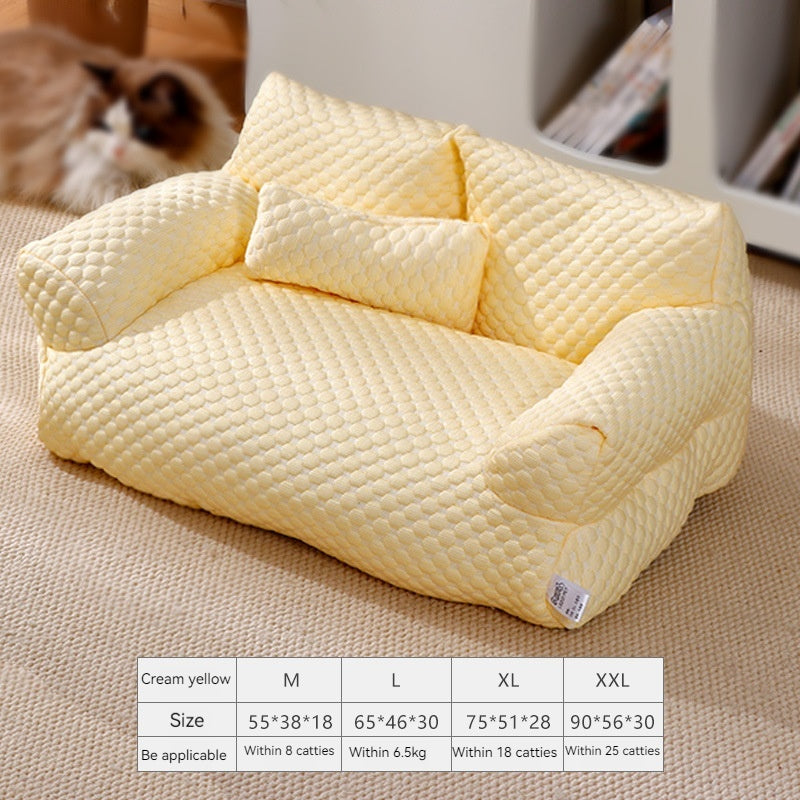 KFX-8420669 Universal Removable Waterproof Pet Sofa in Ice Blue, Cherry Blossom, Cream Yellow, Taro Purple, Mint Green, Breathable Ice Silk