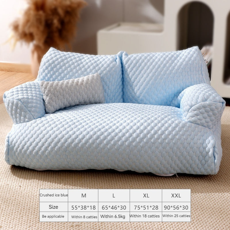 KFX-8420669 Universal Removable Waterproof Pet Sofa in Ice Blue, Cherry Blossom, Cream Yellow, Taro Purple, Mint Green, Breathable Ice Silk