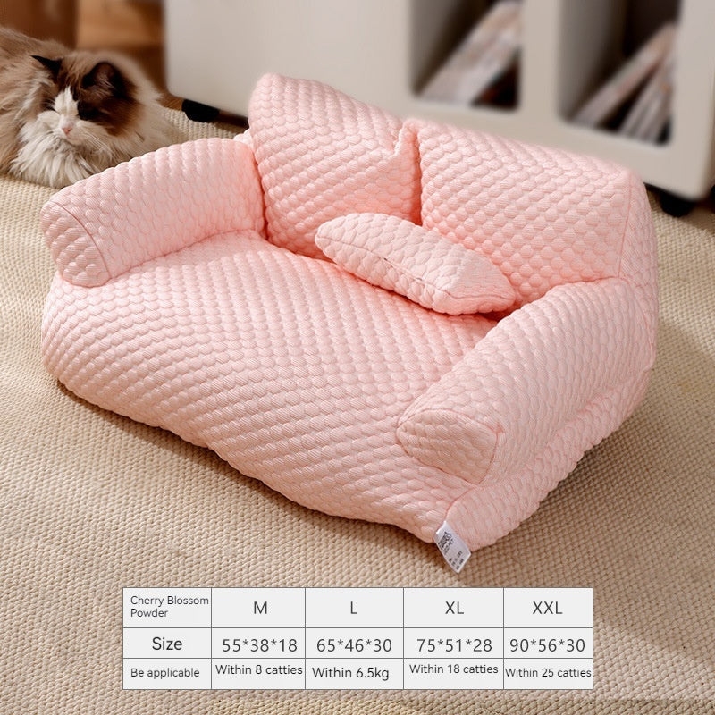 KFX-8420669 Universal Removable Waterproof Pet Sofa in Ice Blue, Cherry Blossom, Cream Yellow, Taro Purple, Mint Green, Breathable Ice Silk