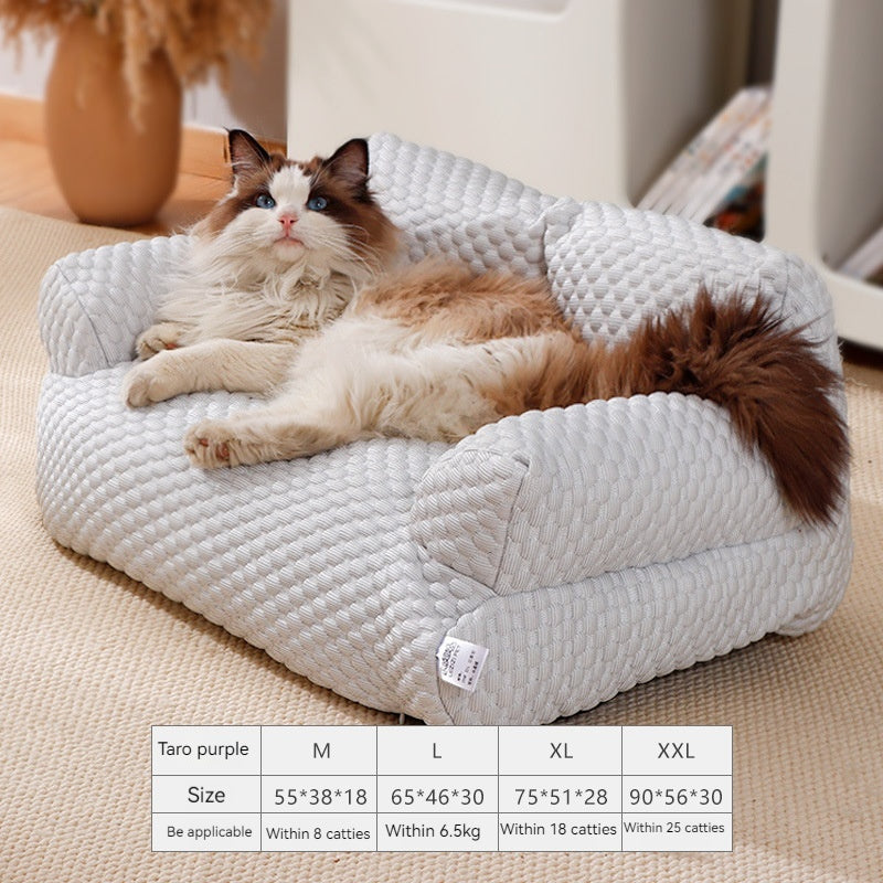 KFX-8420669 Universal Removable Waterproof Pet Sofa in Ice Blue, Cherry Blossom, Cream Yellow, Taro Purple, Mint Green, Breathable Ice Silk
