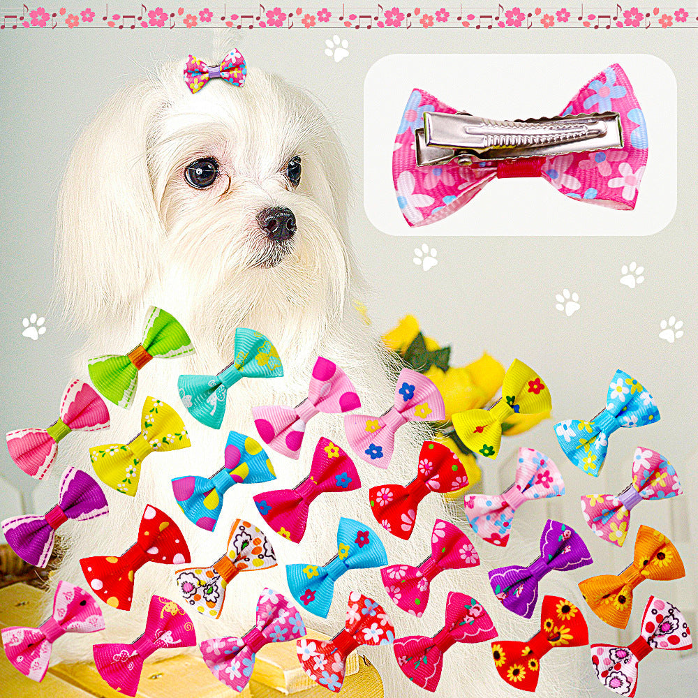 KFX-8421437 Pet Bow Head Flower Clips for Dogs and Cats - 50 Pack, 2.5cm x 4cm, Lightweight Cloth Ornaments