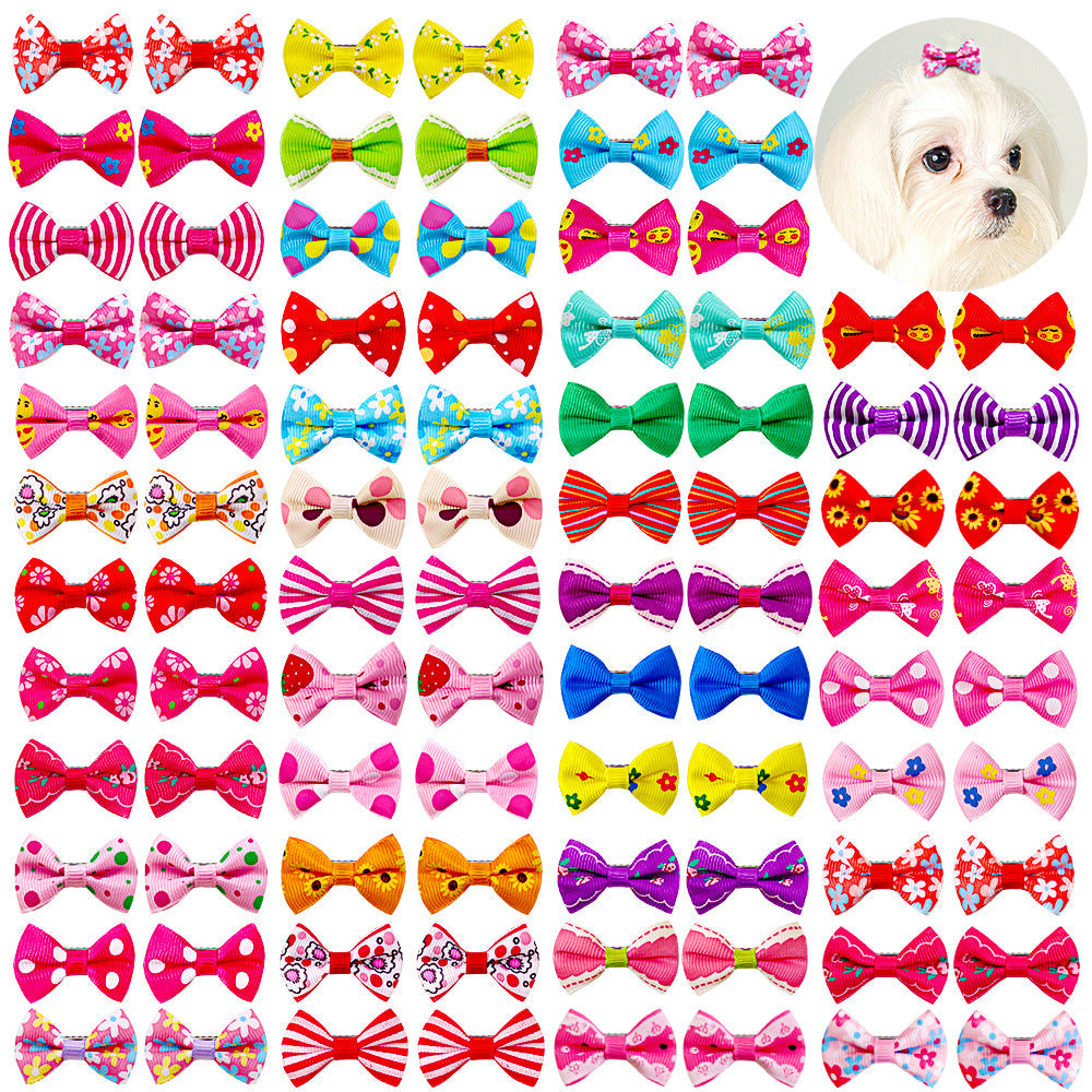 KFX-8421437 Pet Bow Head Flower Clips for Dogs and Cats - 50 Pack, 2.5cm x 4cm, Lightweight Cloth Ornaments