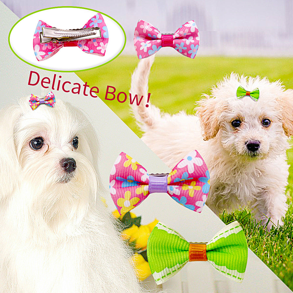 KFX-8421437 Pet Bow Head Flower Clips for Dogs and Cats - 50 Pack, 2.5cm x 4cm, Lightweight Cloth Ornaments