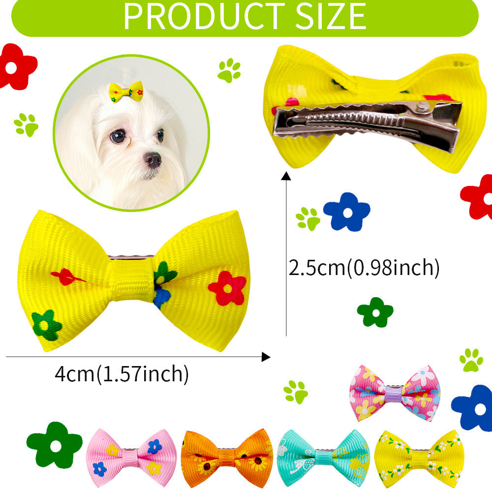 KFX-8421437 Pet Bow Head Flower Clips for Dogs and Cats - 50 Pack, 2.5cm x 4cm, Lightweight Cloth Ornaments