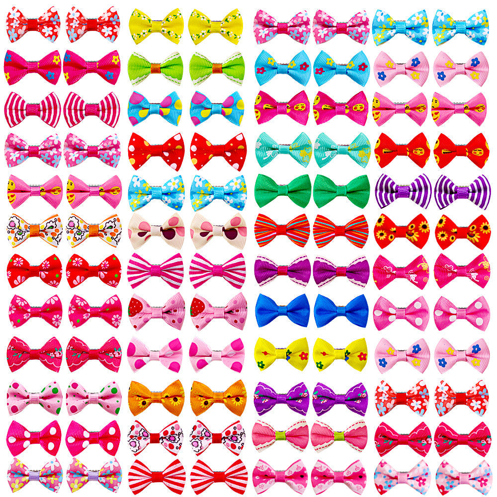 KFX-8421437 Pet Bow Head Flower Clips for Dogs and Cats - 50 Pack, 2.5cm x 4cm, Lightweight Cloth Ornaments