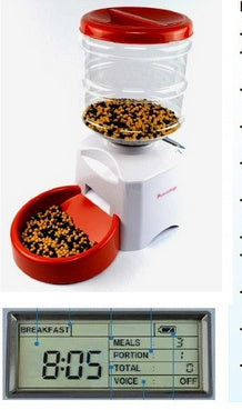 KFX-8422589 Automated 5.5L Pet Feeder with Voice Recording, LCD Display, and Programmable Meal Settings for Dogs and Cats