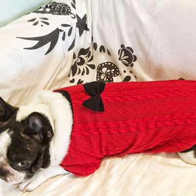 KFX-8422973 Knitted Hoodie Sweater for Small and Medium Dogs - Available in Red and Yellow