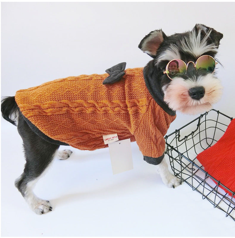 KFX-8422973 Knitted Hoodie Sweater for Small and Medium Dogs - Available in Red and Yellow
