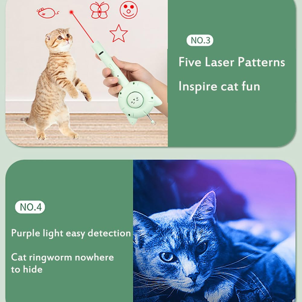 KFX-8423869 5-in-1 Interactive Cat Brush Toy with Retractable Teaser Wand and Light-Up Features