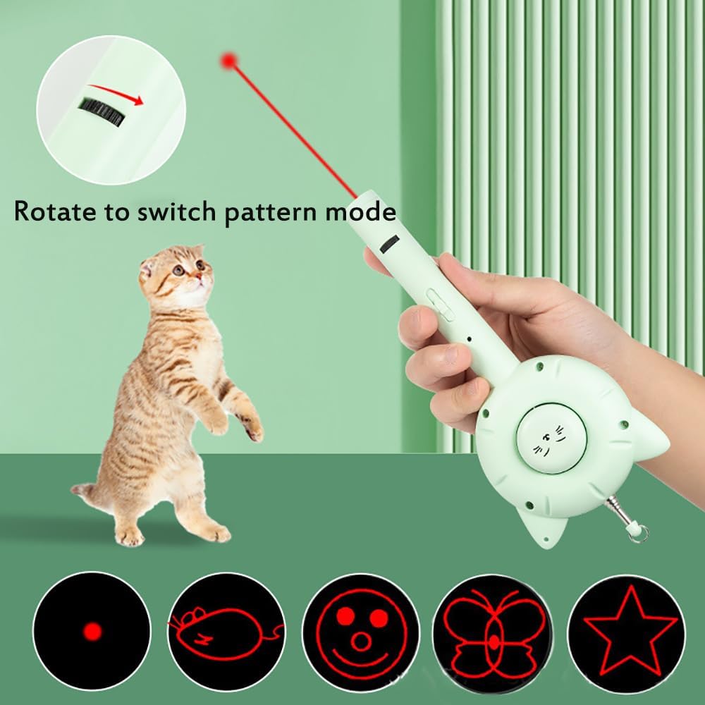KFX-8423869 5-in-1 Interactive Cat Brush Toy with Retractable Teaser Wand and Light-Up Features