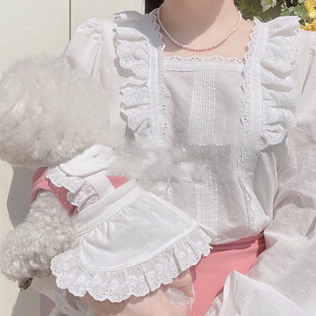 KFX-8423997 Pet Lace Maid Skirt for Dogs and Cats - Stylish Pink and Blue Options Available