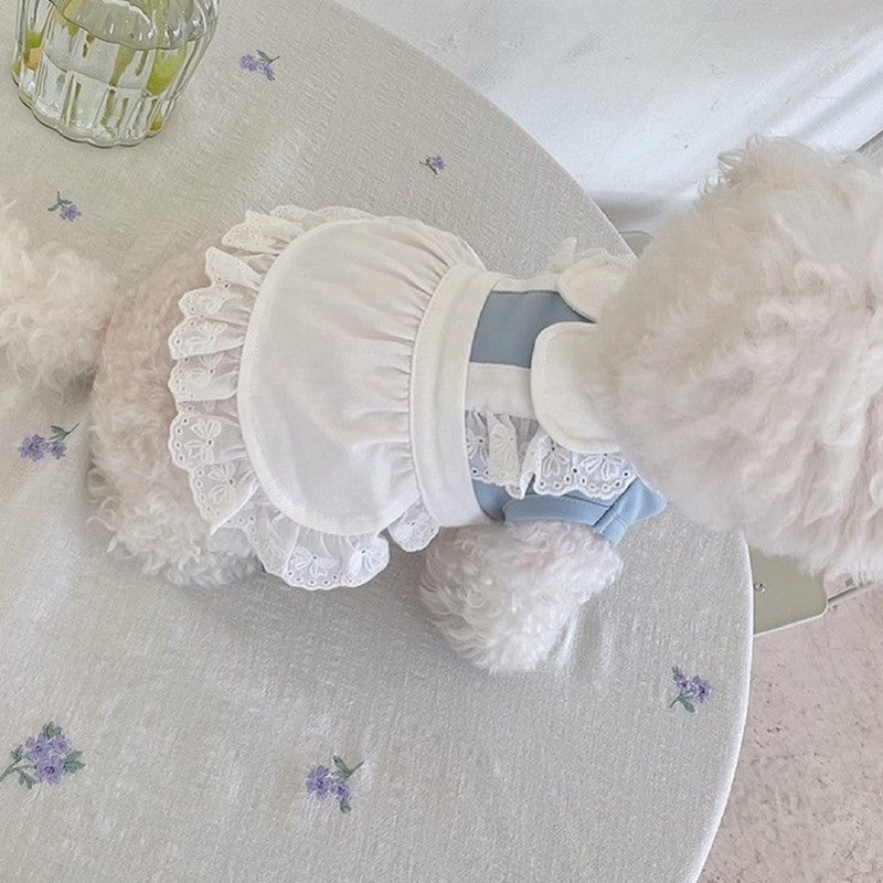 KFX-8423997 Pet Lace Maid Skirt for Dogs and Cats - Stylish Pink and Blue Options Available