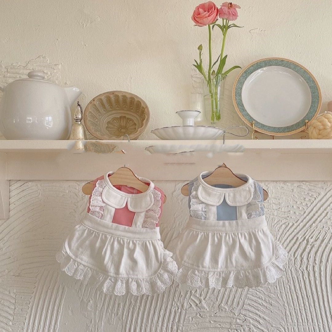 KFX-8423997 Pet Lace Maid Skirt for Dogs and Cats - Stylish Pink and Blue Options Available