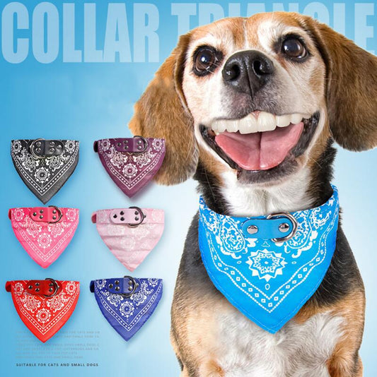 KFX-8424381 Triangle Printed Scarf Dog Towel Collar - Imitation Deerskin, Small Size
