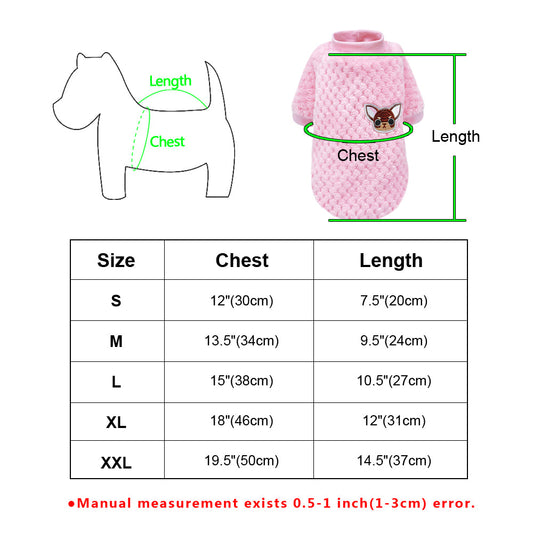 KFX-8424765 Cozy Fleece Jacket for Small Dogs - Soft, Warm Pet Apparel for Fall/Winter, Suitable for Chihuahuas, Yorkies, and Pugs in Pink and Blue, Sizes S-2XL