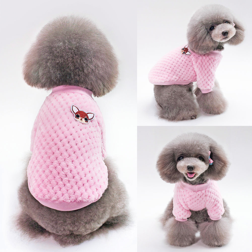 KFX-8424765 Cozy Fleece Jacket for Small Dogs - Soft, Warm Pet Apparel for Fall/Winter, Suitable for Chihuahuas, Yorkies, and Pugs in Pink and Blue, Sizes S-2XL
