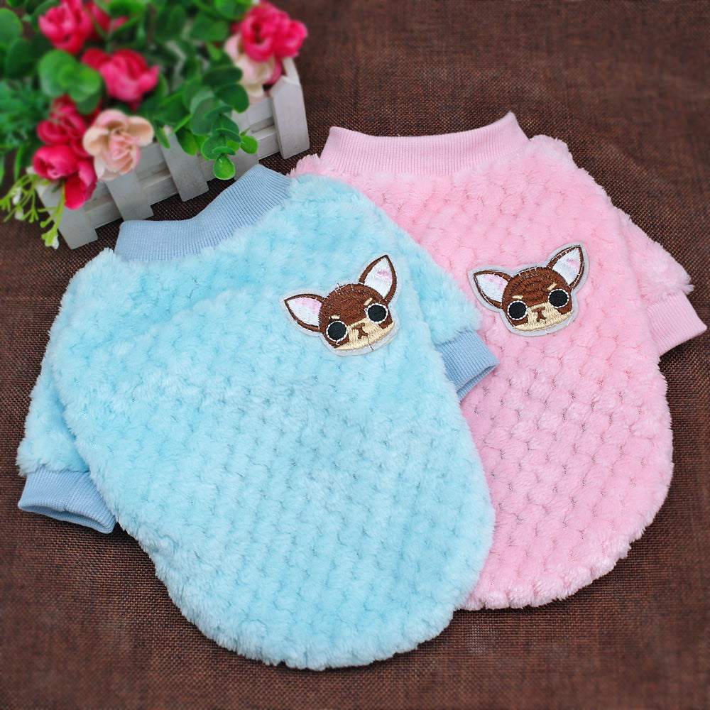 KFX-8424765 Cozy Fleece Jacket for Small Dogs - Soft, Warm Pet Apparel for Fall/Winter, Suitable for Chihuahuas, Yorkies, and Pugs in Pink and Blue, Sizes S-2XL