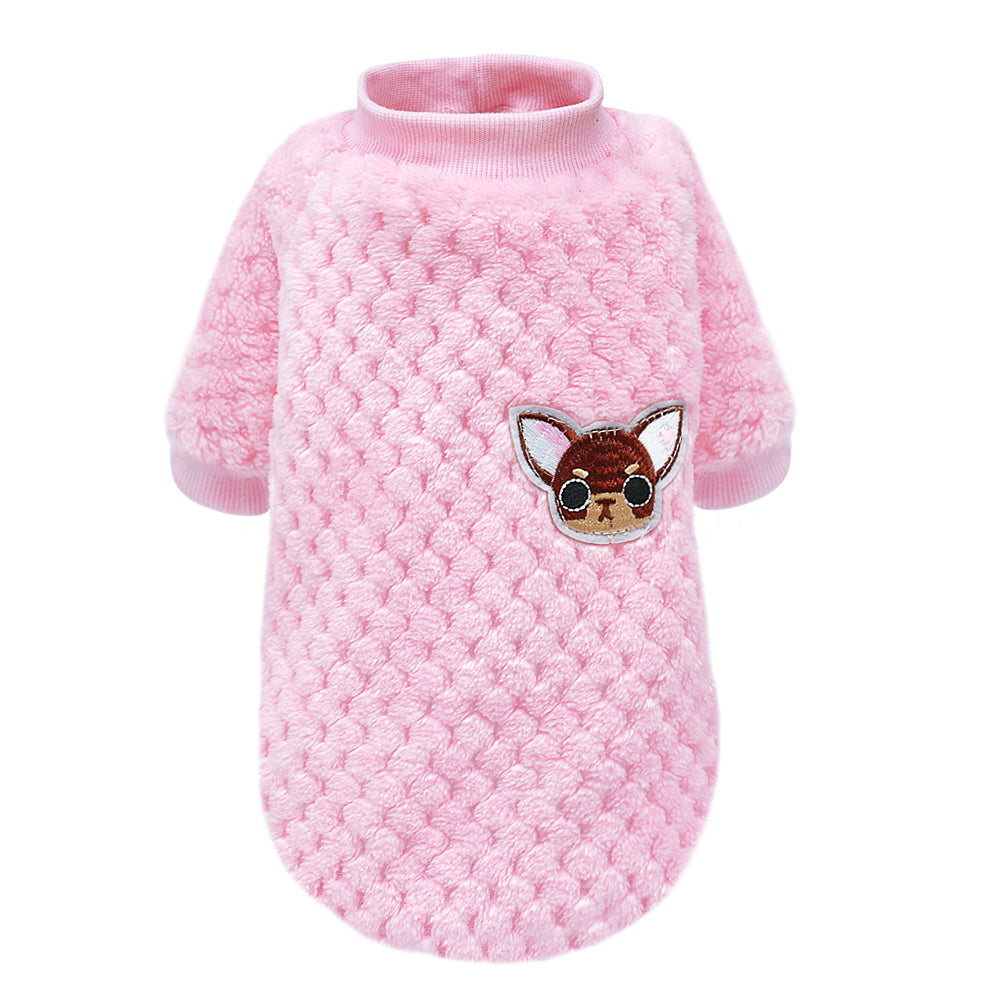 KFX-8424765 Cozy Fleece Jacket for Small Dogs - Soft, Warm Pet Apparel for Fall/Winter, Suitable for Chihuahuas, Yorkies, and Pugs in Pink and Blue, Sizes S-2XL