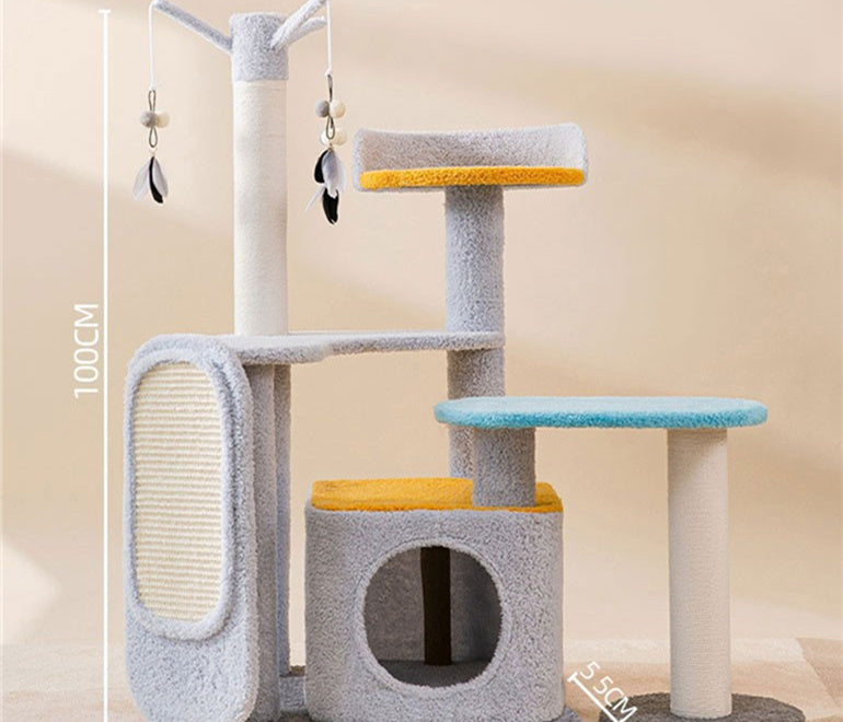 KFX-8425661 Large Cat Scratch Board Jumping Platform with Multi-Tier Options and Fun Accessories