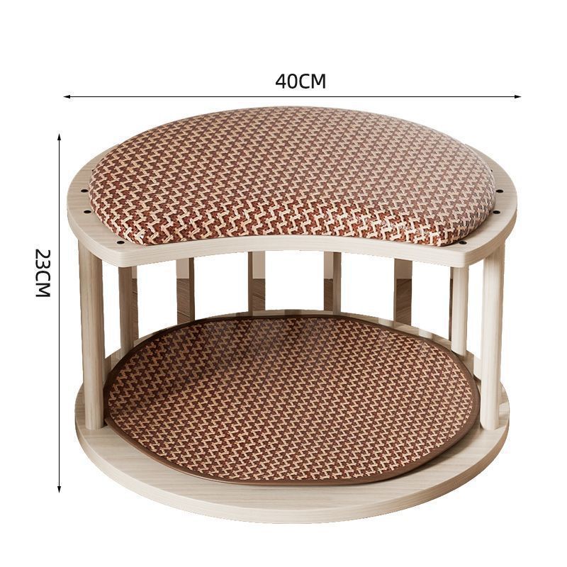 KFX-8426429 Solid Wood Summer Cat Nest - Four Seasons Universal Design with Plush Cushion Options