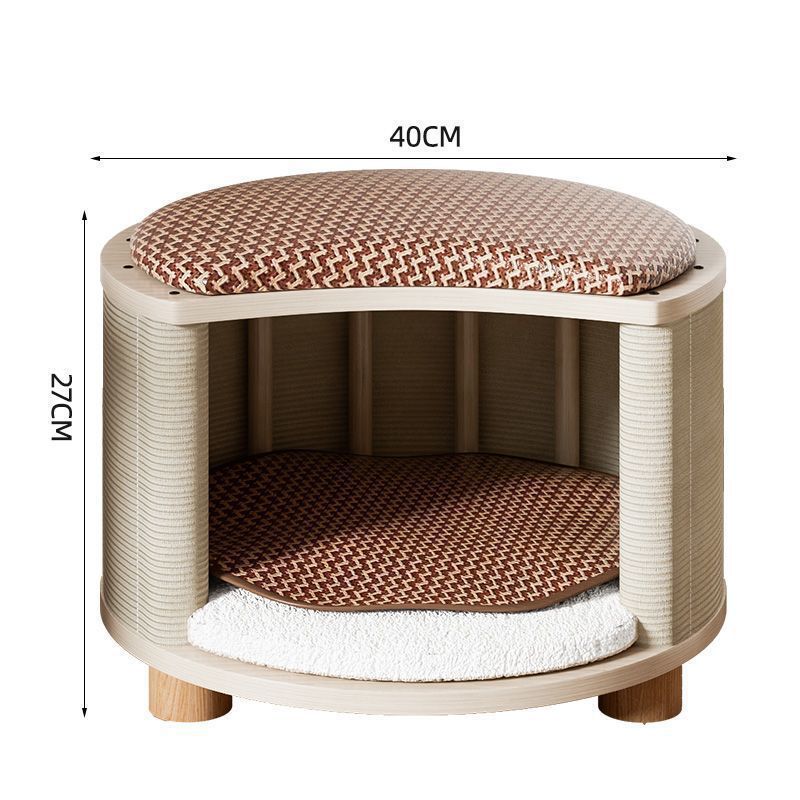 KFX-8426429 Solid Wood Summer Cat Nest - Four Seasons Universal Design with Plush Cushion Options