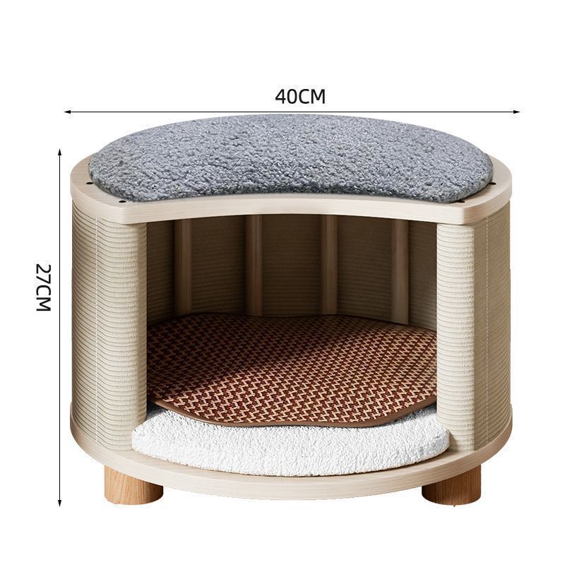 KFX-8426429 Solid Wood Summer Cat Nest - Four Seasons Universal Design with Plush Cushion Options