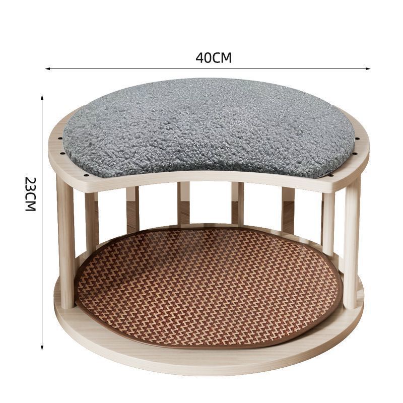 KFX-8426429 Solid Wood Summer Cat Nest - Four Seasons Universal Design with Plush Cushion Options