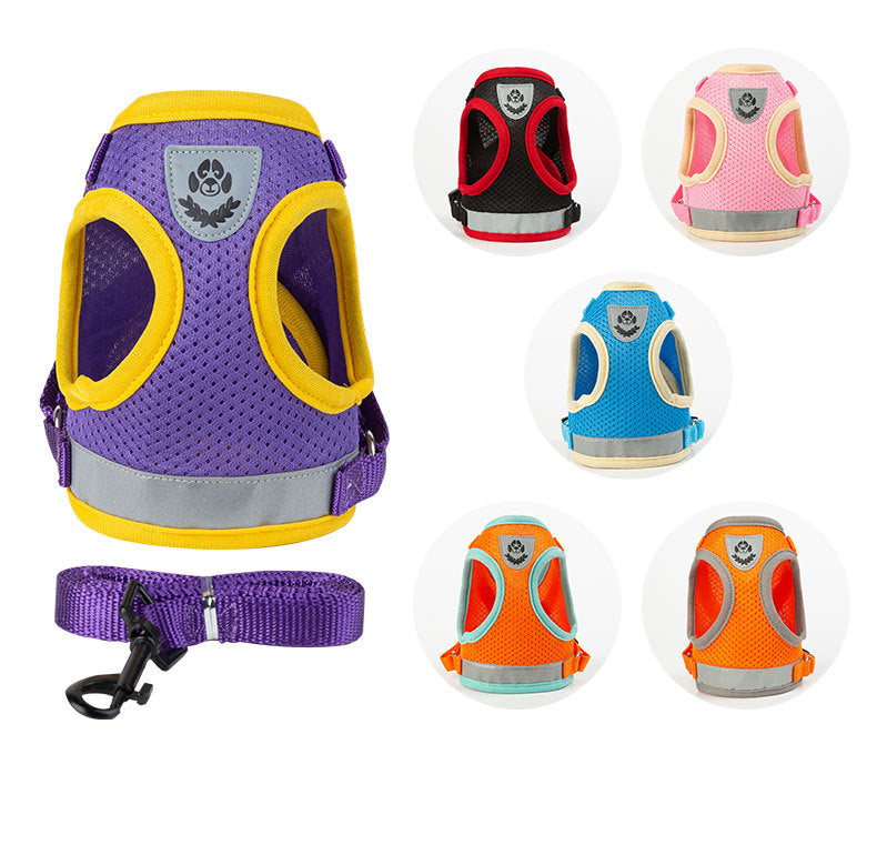 KFX-8428733 Light Reflecting Traction Belt Chest Harness with Breathable Mesh for Small and Medium Dogs
