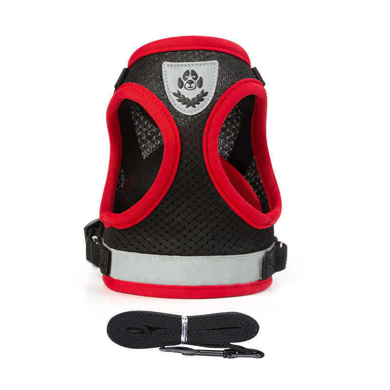 KFX-8428733 Light Reflecting Traction Belt Chest Harness with Breathable Mesh for Small and Medium Dogs