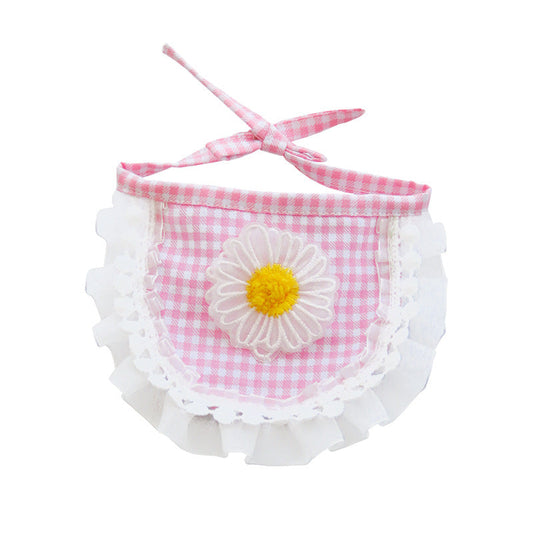 KFX-8429757 Pet Drool Towel in Plaid - Cotton, Available in Semicircle Daisy Pink, Green, Green-Blue, Sizes S & M