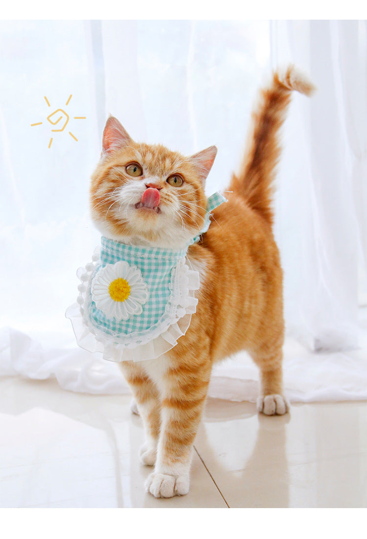 KFX-8429757 Pet Drool Towel in Plaid - Cotton, Available in Semicircle Daisy Pink, Green, Green-Blue, Sizes S & M