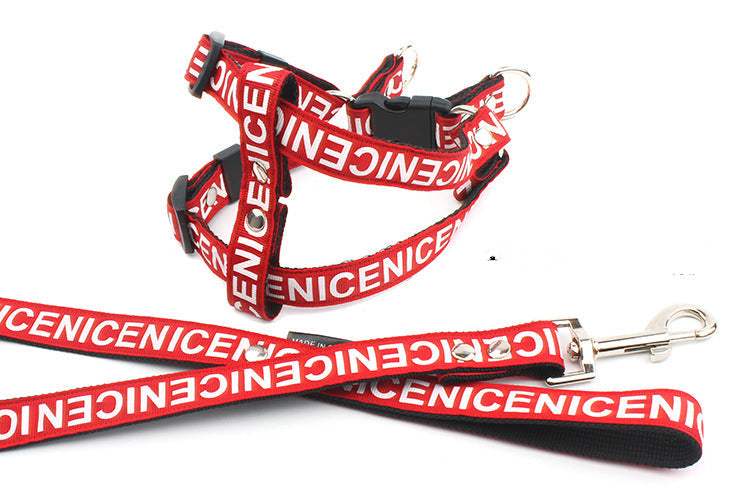 KFX-8430141 Durable Nylon Pet Leash and Collar Set - Available in Black, Red, Yellow, Multiple Sizes