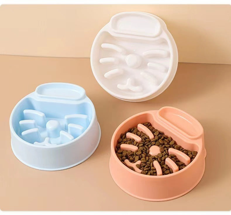 KFX-8434109 Anti-Tumble PET Plastic Bowl for Cats - Available in Orange, White, and Blue