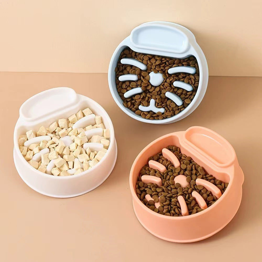 KFX-8434109 Anti-Tumble PET Plastic Bowl for Cats - Available in Orange, White, and Blue